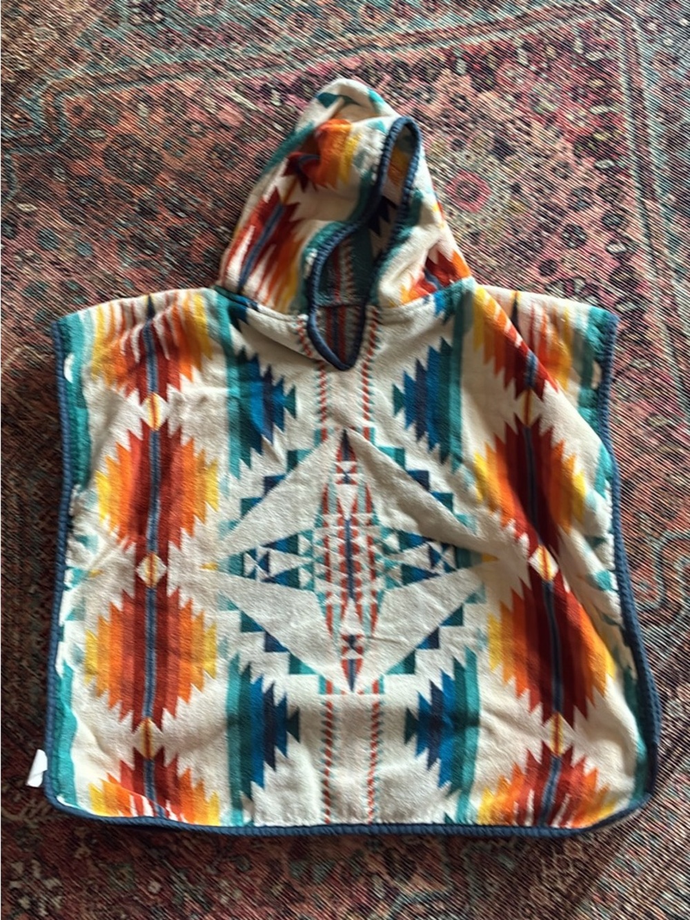 Kids Pendleton Hooded beach Poncho towel in Multicolor Aztec Print